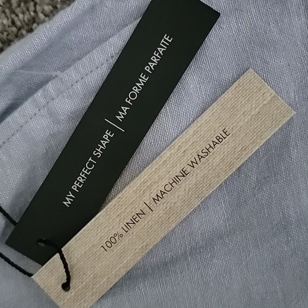 NWT Tahari Light Blue Linen Shorts Drawstring Tie Size Pockets Size 2X - Picture 6 of 8